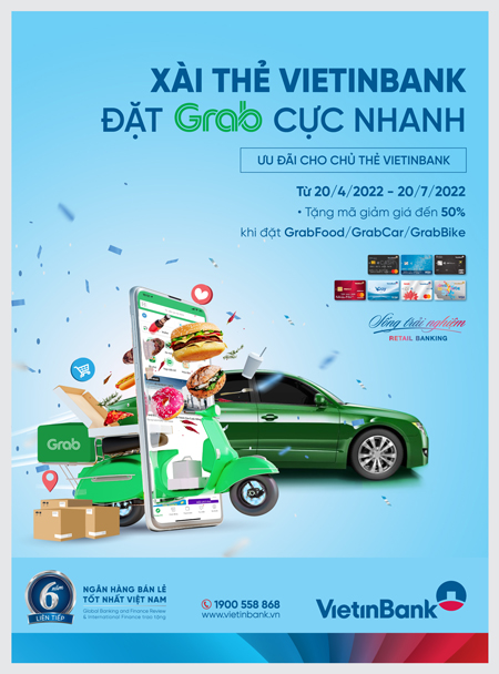 Ưu đãi đến 50% cho chủ thẻ VietinBank khi đặt Grab