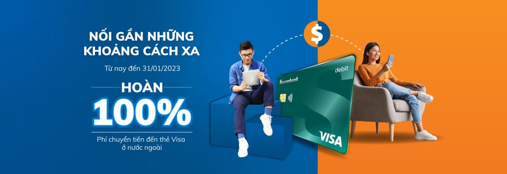 Chương trình hoàn tiền phí chuyển tiền đến thẻ visa nước ngoài dành cho khách hàng Sacombank